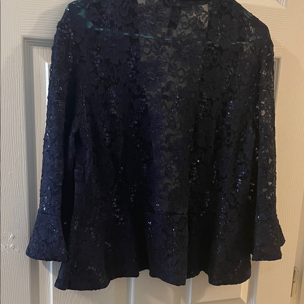 R&M Richards Size 14  Navy Lace Jacket - Picture 5 of 7